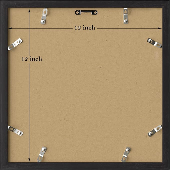 eletecpro 12x12 Picture Frames Set of 9 with Mat for 8x8 Photos or without Mat for 12x12, Square Gallery Wall Decor Collage for Picture Display, Black Frame Set for Wall Hanging