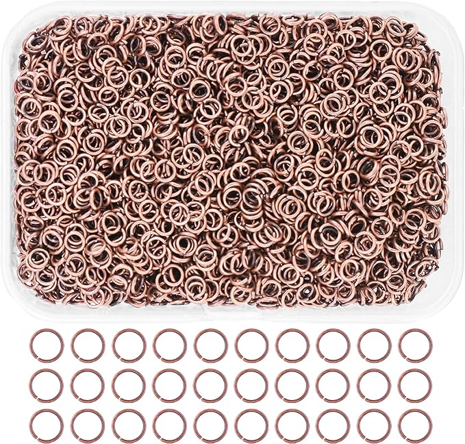 Mandala Crafts Assorted Antique Copper Color Jump Rings Jewelry Findings Metal O Rings for Jewelry Making Supplies - 3000 4mm Small Open Jump Rings Kit for Necklace Earring