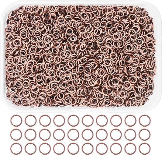 Mandala Crafts Assorted Antique Copper Color Jump Rings Jewelry Findings Metal O Rings for Jewelry Making Supplies - 3000 4mm Small Open Jump Rings Kit for Necklace Earring