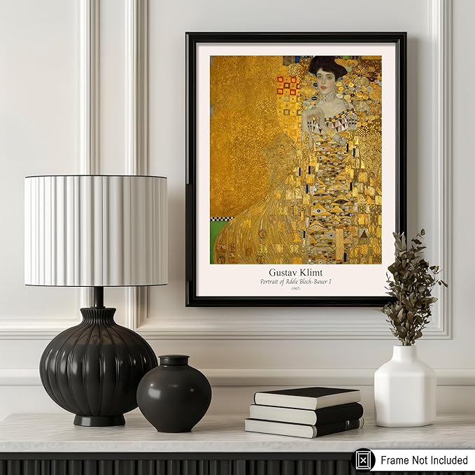 Poster Master Vintage Gustav Klimt Poster - Retro Portrait of Adele Bloch-Bauer Print - Art Nouveau - Lady in Gold Art - Gold Leaf Art - Classic Painting - Living Room Decor - 24x32 UNFRAMED Wall Art