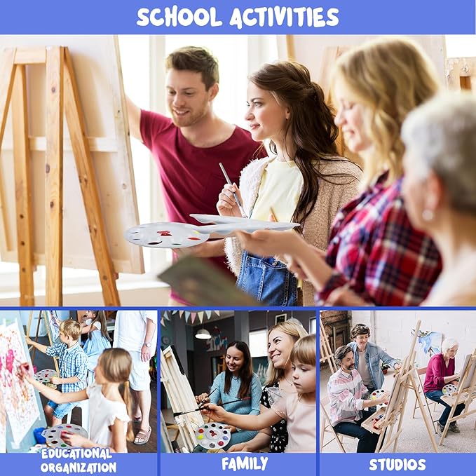 30Pcs Paint Tray Palettes, Plastic Paint Pallets with Hanging Hole for Kids or Students to Paints on School Project, Art Class or Have a Birthday Painting Part