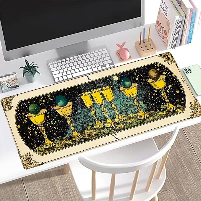 Tarot Gaming Mouse Pad, Office Desk Mat, Anti-Slip Rubber Base Cool Aesthetic Mouse Pads for Computer Laptop Keyboard School Home Desktop Gamer Home Accessories Decor 31.5" x 11.8"