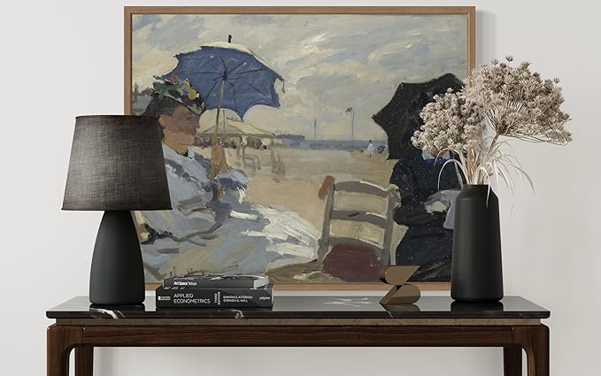 The Beach at Trouville Claude Monet Wall Art Print Poster, Impressionist Painting Wall Art Wall Decor, for Bedroom and Living room Bathroom Decor 115 (The Beach at Trouville, 11 x 14 inches, Wood Frame)