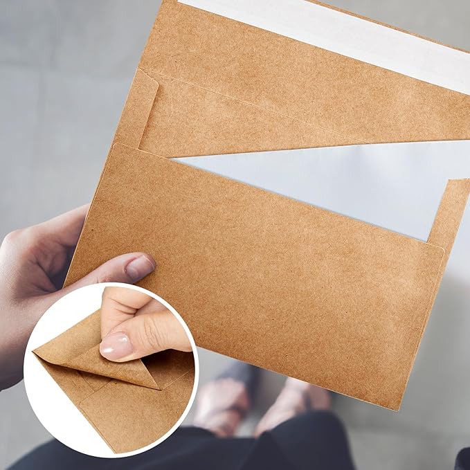 Fainne 1000 Pack Brown Envelopes Bulk, Kraft Envelopes for Invitation, 120 GSM Gift Card for Office, Gift, Party, Baby Shower, Wedding (A4,4.25 x 6.25")