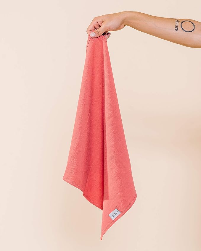 Caldo Linen Dinner Napkins - Rustic- Soft and Durable Cloth- Washable and Reusable - 4 Pack - 20x20 inch (Coral)