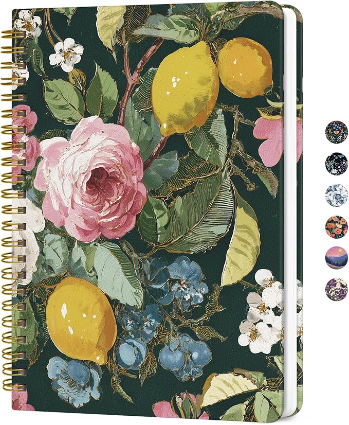 Lined Spiral Journal for Women, A5 Hardcover Cute Notebook for Work & Note Taking, Aesthetic Pretty Journal for Writing, 140 Pages, 6"x8", Colorful Painting