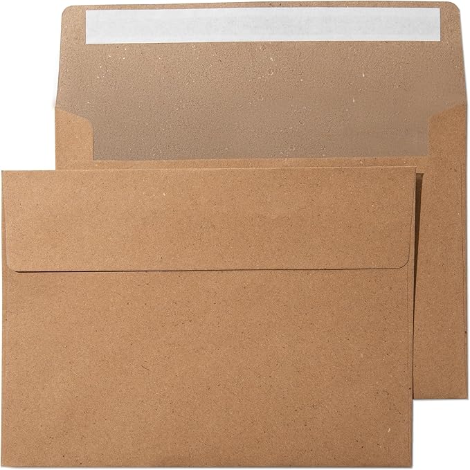 Pack It Chic - A7 Kraft Envelopes 5” X 7” (110 Count) Self Seal Envelopes for Wedding Invitations, Save the Date Cards, Graduation, Baby Shower, Photos, Greeting Cards, Mailings - 5 1/4" X 7 1/4"