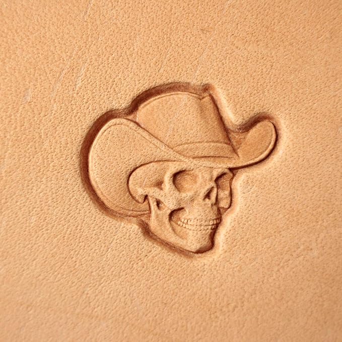 DandS ltd Leather Stamp Tool,Skull with Hat, Professional Steel Craft Tool for Leatherworking, Embossing, Carving & Stamping Leather Projects, Belts Wallets & DIY Projects Compatible with Mallet #358B