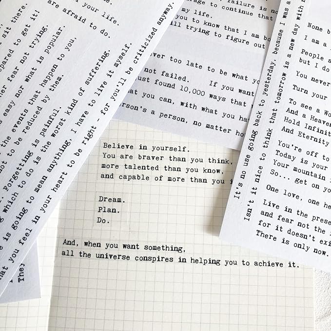 4 Sheets Inspirational Quotes Motivational Scripts Planner Stickers Vintage Typewriter Sayings Letters Aesthetic Journal Diary Scrapbook Art Crafts Accessories Stickers