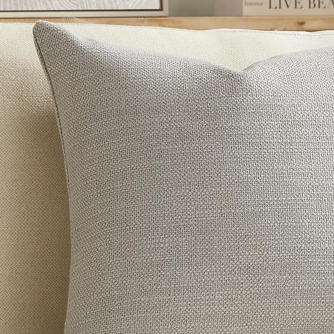 Meekio Set of 2 Linen Look Light Gray Pillow Covers 20x20, Decorative Throw Pillow Covers for Couch, Sofa, Bed & Living Room Decor