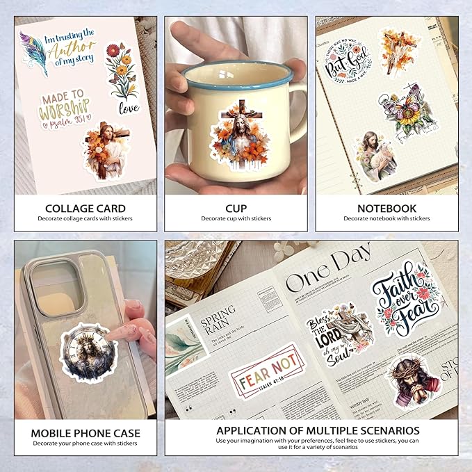 Christian Sticker Book, 28 Sheets 353 Pcs Inspirational Bible Stickers for Water Bottle Journaling Scrapbook Laptop, Christian Gifts