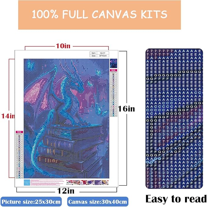 Eterkosu Dargon Book Diamond Art Painting Kits for Adults - DIY 5D Paint with Diamonds Gem Art Painting Kits DIY Starry Round Full Drill Diamond Dots Paintings Adult Crafts