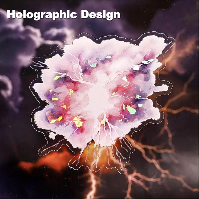 Lightning Tornado PET Sticker Set, 60Pcs Large Holographic Stickers for Scrapbooking, Journaling, Junk Journal Supplies, and DIY Crafts