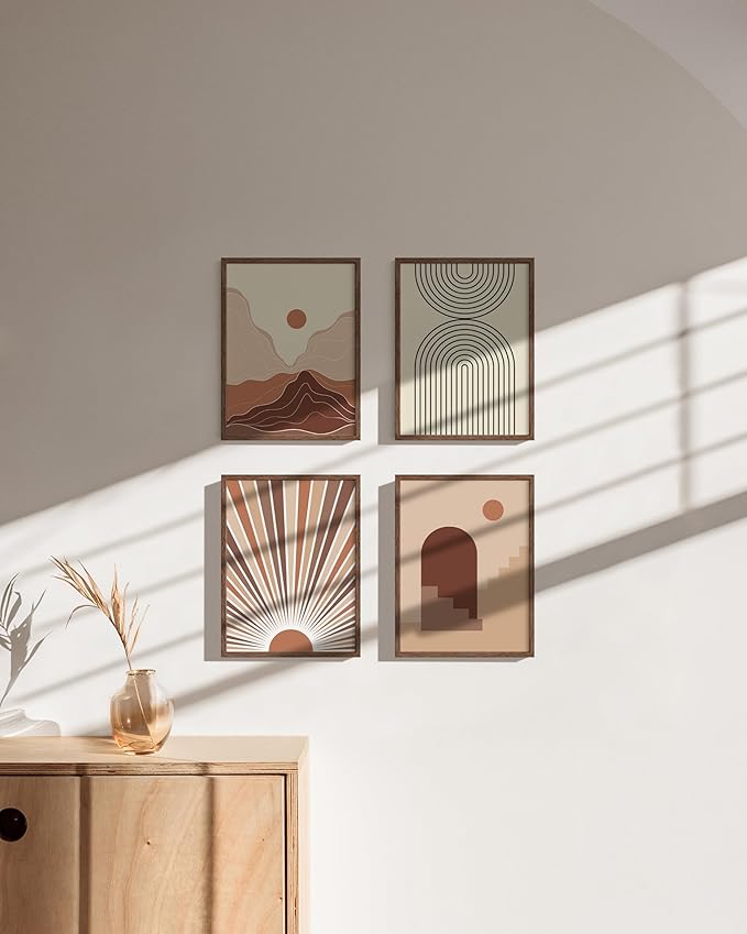 HAUS AND HUES Walnut Wood 9x12 Picture Frames - Set of 4, Natural Frames for Photos and Prints (Walnut Oak Frame)