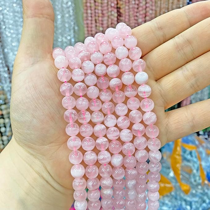 8MM 46PCS Natural Crystal Stone Madagascar Rose Quartz Gemstone Beads for Jewelry Making DIY Bracelet