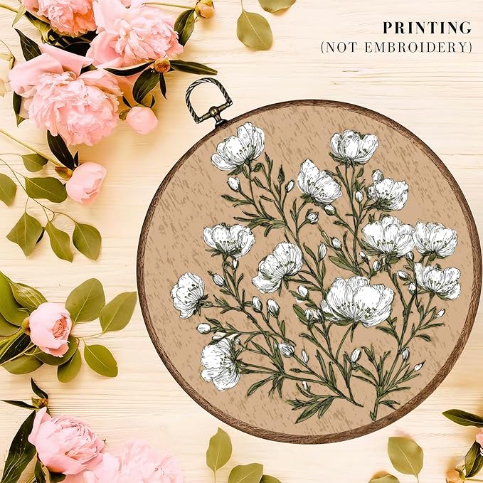 365CUSGIFTS Botanical Woodland Anemone Wall Art Decor, Canvas Print with Botanical Design, Farmhouse Decor for Bedroom, Living Room, or Office