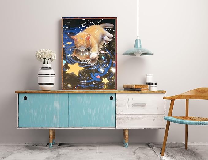 JYXSJYYD Paint by Numbers Kit for Adults Beginner,Star Cat Paint by Number Kits Canvas Without Framed,Animal Cat DIY Acrylic Oil Painting Adults Paint by Numbers Kits for Home Wall Decor 16x20 Inch