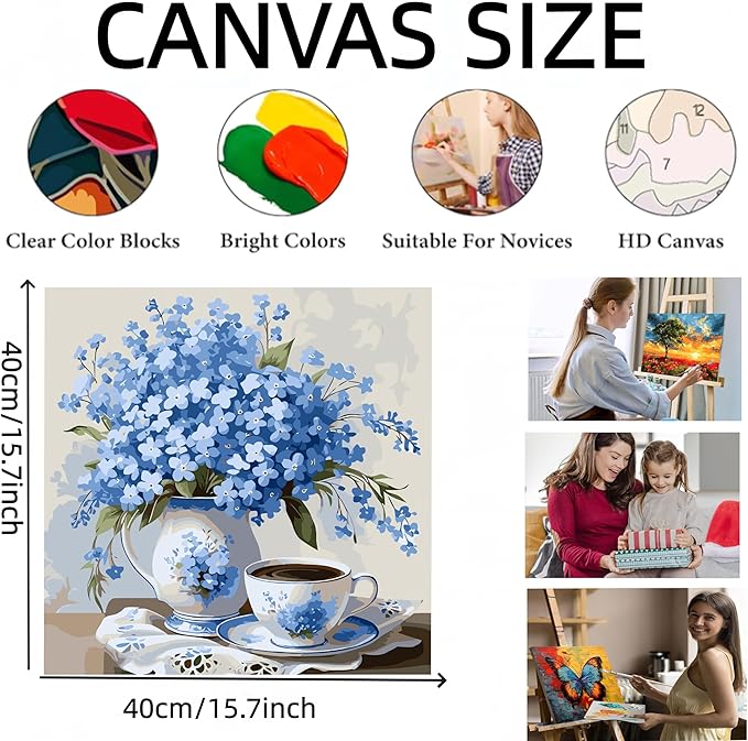 GXGLLPZBY Painting by Numbers for Adults,Flower Adult Paint by Number Kits on Canvas,5D DIY Color by Numbers for Adults Beginners,Acrylic Paint by Color Oil Painting Home Wall Decor 15.7X15.7 inch