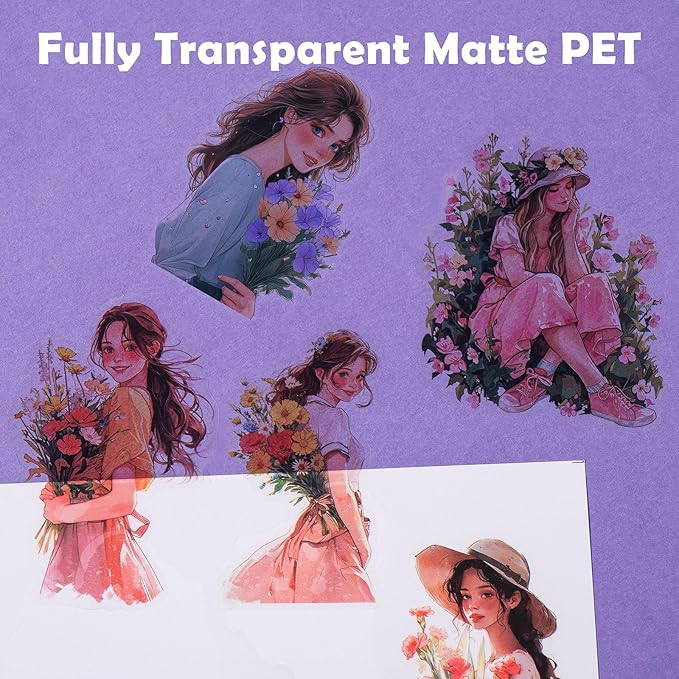 Scrapbook Stickers Set, 120Pcs Girl Sticker for Journaling and Scrapbooking, Junk Journal Supplies, PET Transparent Materials, Women People Ladies Planner DIY Arts Craft