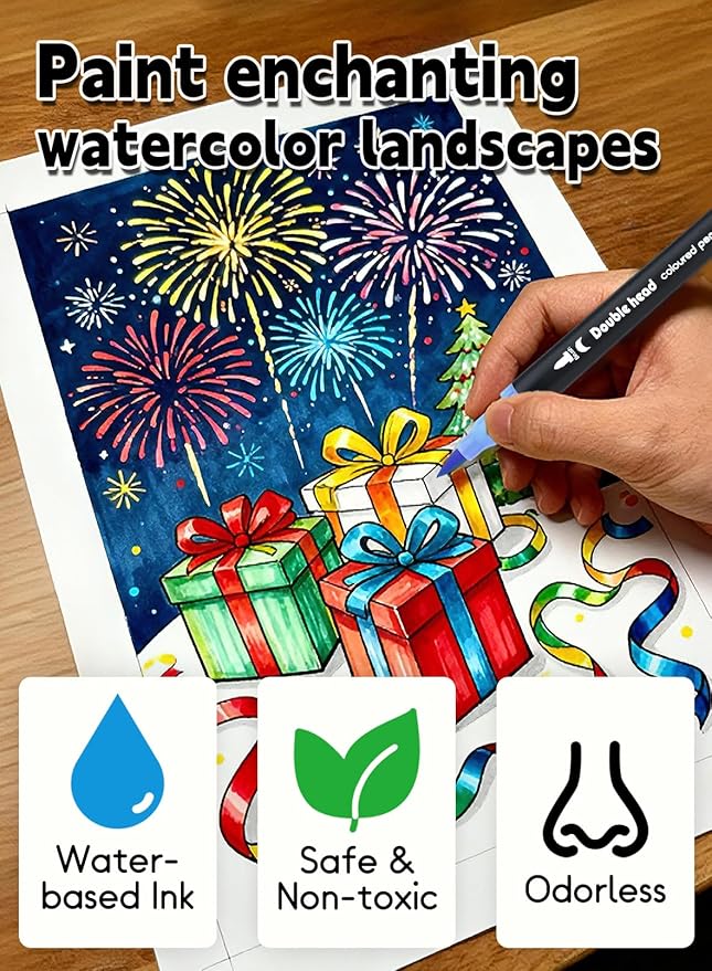 80 Colors Dual Tip Brush Pens, Fine Felt Tip and Brush Tips Colored Pens for Adults and Kids, Coloring Markers for Coloring Book Bullet Journaling Note Taking Hand Lettering