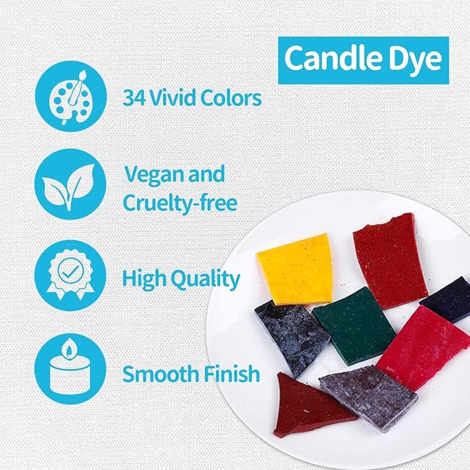 YRYM HT Candle Color Dye for Soy Wax, Safe and Natural- 34 Popular Colors for Candle Making - 8.5oz
