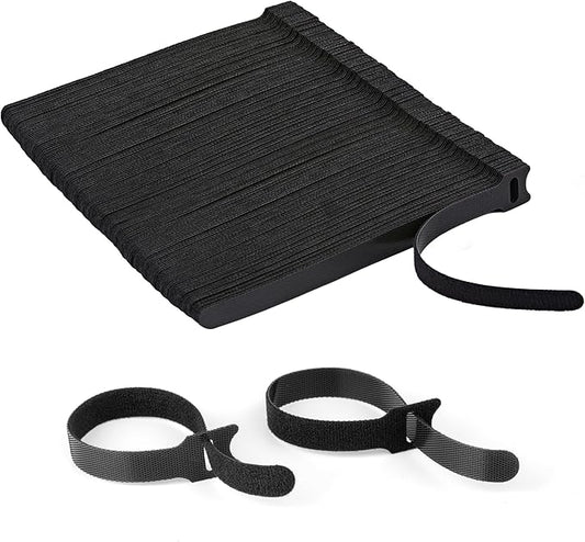 130PCS Reusable Cable Ties with Hook and Loop, Multi-purpose Adjustable 8 Inch Cable Management Wire Ties Cable Straps for Organizing Home, Office and Data Centers, Black