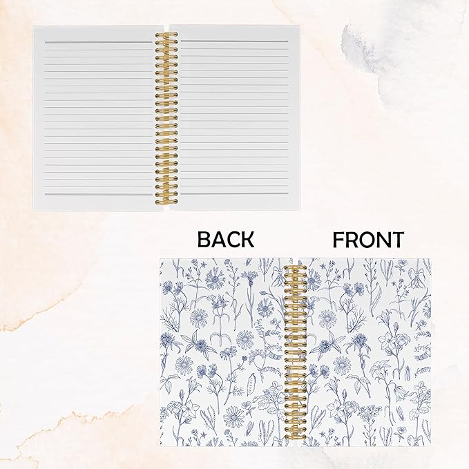 Pugwak Vintage Floral Journal Notebook - Aesthetic Botanical Trendy Flower Notebooks College Ruled for Work School, Gifts for Women Coworker, Office Supplies, Hardcover Spiral Notebook 5.5"x8.3"