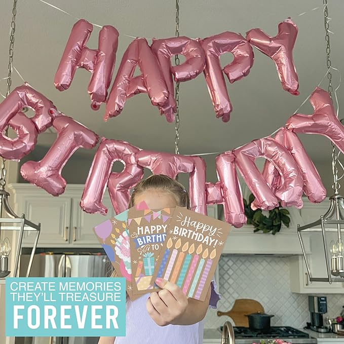 Hadley Designs Happy Birthday Cards Bulk with Envelopes - 24 Assorted Birthday Cards for Kids & Adults, Bulk Greeting Card Pack for Office, Blank Generic Bday Notecards with Envelopes, Designed in USA