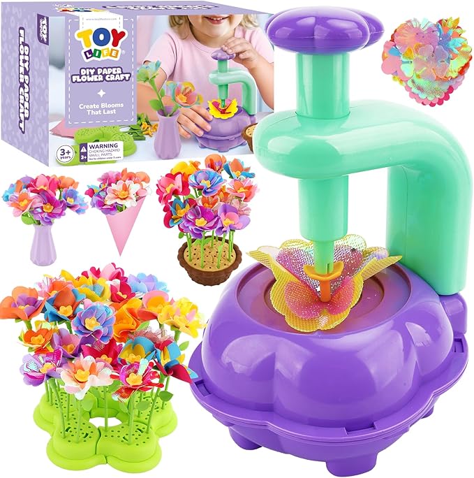 TOY Life DIY Flower Bouquet Making Kit for Girls - Creative Fabric Flower Craft Kit for Kids Ages 4-8, Educational Birthday Valentine's Day Gift for 5, 6, 7, 8 Year Old Girls, Arts and Crafts Toys