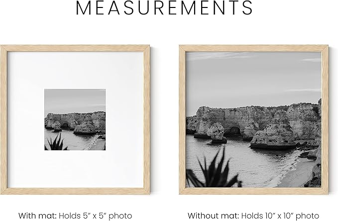 HAUS AND HUES Beige Oak Wood 10x10 Picture Frames - Set of 15, Square Frames with Mat, Elegant Frames for Photos and Wall Gallery (10x10 in, Beige, Set of 15)