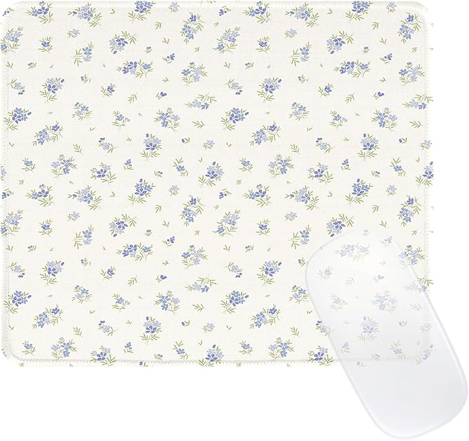 Elegant Blue Bouquet of Flowers Mouse Pad, Waterproof Aesthetics Floral Mouse Pads Design, Non-Slip Rubber Base Computer Simple Funny Mousepad,Small Mouse Mat Desk Accessories Office Supplies