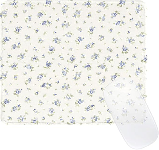 Elegant Blue Bouquet of Flowers Mouse Pad, Waterproof Aesthetics Floral Mouse Pads Design, Non-Slip Rubber Base Computer Simple Funny Mousepad,Small Mouse Mat Desk Accessories Office Supplies