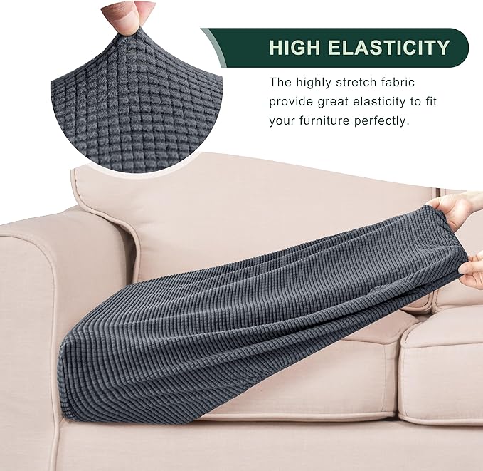 CHUN YI Medium Couch Cushion Cover Stretch for Loveseat, Sofa Seat Slipcovers for Pets, Suitable for Armchair Loveseat Sofa with Spandex Jacquard Washable Fabric(Medium,Grey)