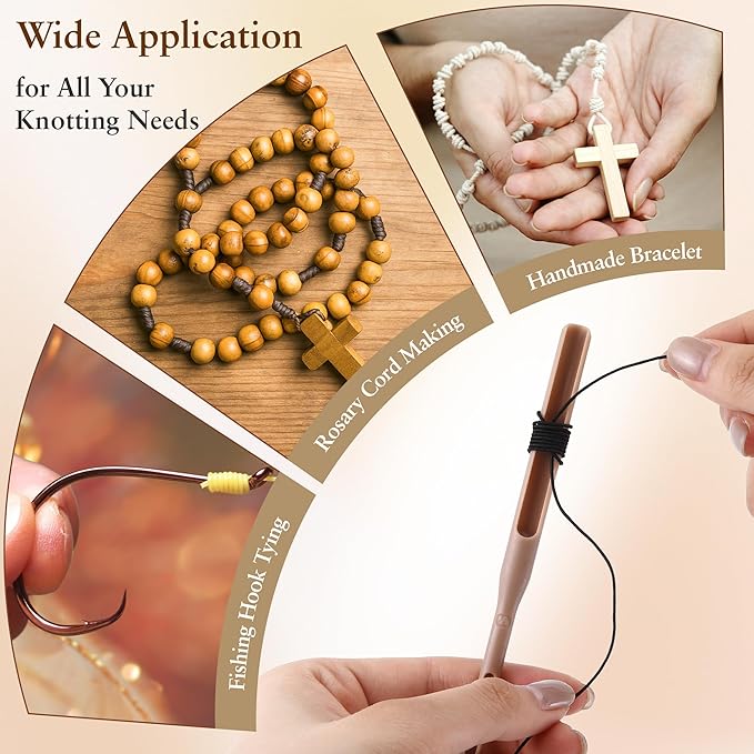 2 Pack Large Rosary Cord Knotting Tool, #7#9 and #36 Dual Head Rosary Making Supplies, Twine Knotting Tool Fits Thicker Cord Sizes, Two Sided Tying Tools for Bead, Jewelry Making, Bracelet