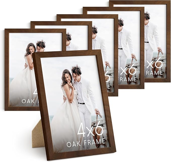 HAUS AND HUES Standalone Walnut Oak Frame Set of 6-4x6