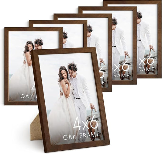HAUS AND HUES Standalone Walnut Oak Frame Set of 6-4x6