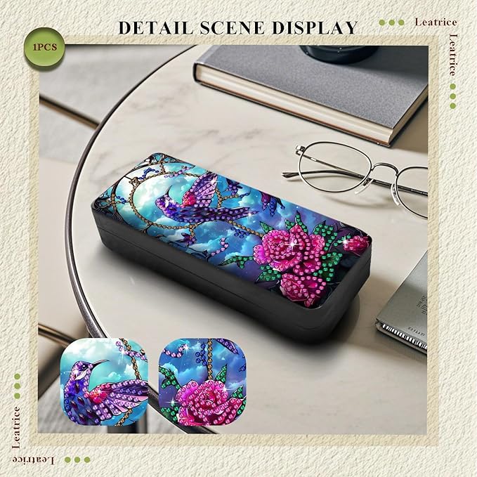 Leatrice Animal Diamond Art Kits for Adults Small Diamond Painting Kit Gem Art Paint by Diamonds Dot Eyeglasses Case 5d Diamond Art DIY for Beginner Women Bird
