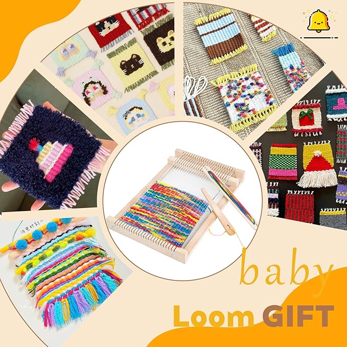 Wooden Weaving Loom Kit for Kids,Arts and Crafts Weaving Loom with Colorful Weaving Yarns,11.4" x 7.5" Mini Frame Looms for DIY Tapestry,Coaster,Art Projects,DIY Weaving Kit for Beginners and Adults