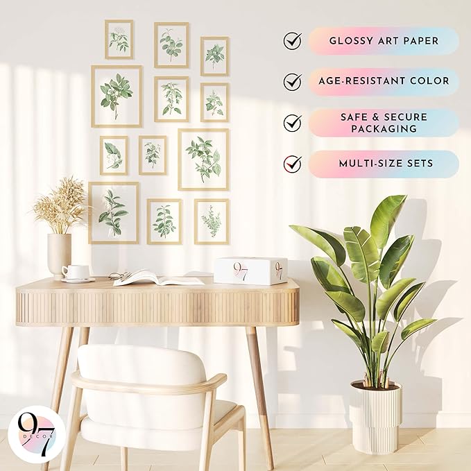 97 Decor Vintage Botanical Wall Art - Greenery Plant Posters For Room Aesthetic, Retro Green Plant Pictures Wall Decor, Vintage Botanical Prints For Home Bedroom Office Decorations (unframed)