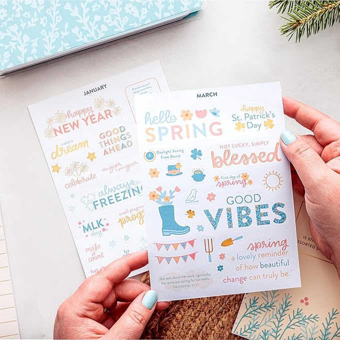 PPP Holiday Sticker Book | Pack of 15 | 351 Seasonal & Holiday Stickers | Assorted Sizes | 5x7 Sheets | Gold Foil Stamping | Fun Stickers for Planners, Journals, and More