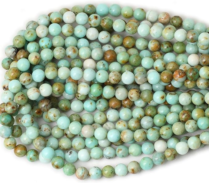 45PCS 8mm Natural Mongolian Turquoise Stone Round Loose Beads for Jewelry Making 1 Strand 15"