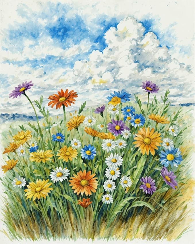 Flower Paint By Numbers Kit For Adults Beginner Paint By Number Flowers DIY Acrylic Paint By Numbers Kits On Canvas Painting For Beginners Wildflower Drawing Colorful Paintworks Artwork 16 x20 Inch
