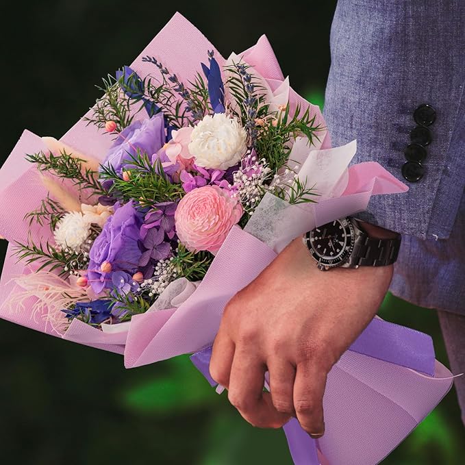 HUACHIPLUS Natural Eternal Flowers Gift: Preserved Flowers Bouquet, Anniversary, Birthday, Mom Gifts for her-Flowers for Delivery Prime-Purple Forever Christmas flower arrangement (Lilac)