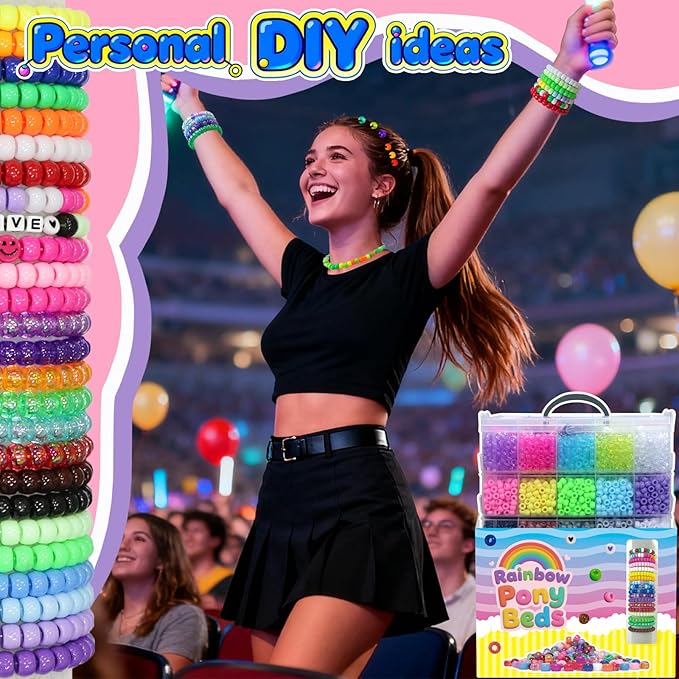 JULIMAIDONG 11000Pcs Pony Beads, Beads for Bracelets Making, Multi-Colored Hair Bead for Hair Braids, 30 Colors Kandi Friendship Bracelet Bead Jewelry Making Kits for Craft (30Color(11000PCS))