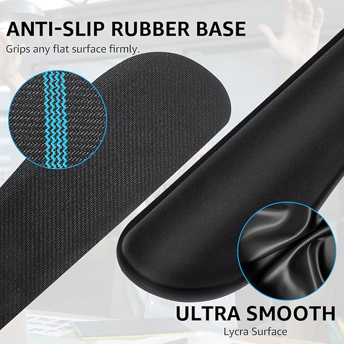 KTRIO Ergonomic Keyboard Wrist Rest, Memory Foam Wrist Rest for Computer Keyboard, Non-Slip Rubber Base for Easy Typing & Pain Relief