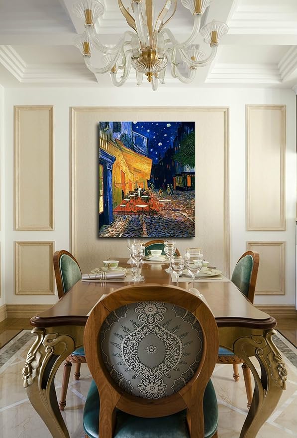 msspart Vincent Van Gogh Canvas Wall Art Cafe Terrace At Night Painting Classic Artwork Picture Print for Home Decor 24"x36"