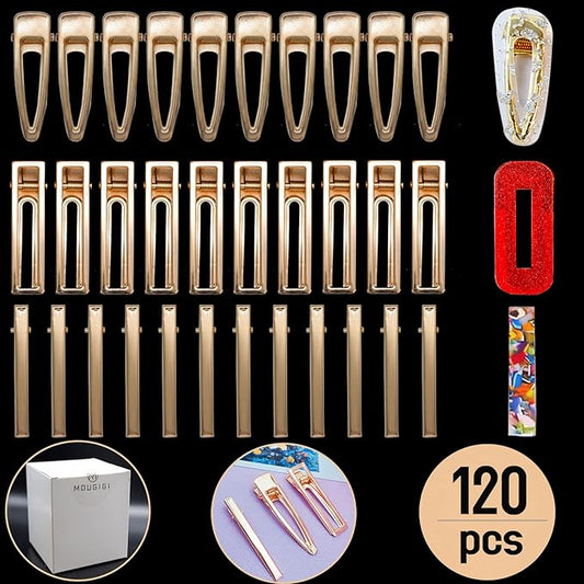 120 PCS Gold Metal Hair Clips-Smooth Alligator Clips for Hair,Duck Bill Design for Secure Hold-Ideal for Styling,Makeup,and Sports-DIY Craft Accessories for Hair Decorations（not have a mold）