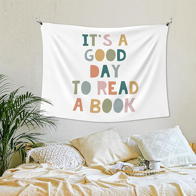XLDLIOO Boho Classroom Wall Tapestry, It's a Good Day to Read Books Wall Tapestry Hanging for Library, Boho Tapestries Decor Art for Reading Room Corner Nook Classroom 40x30in