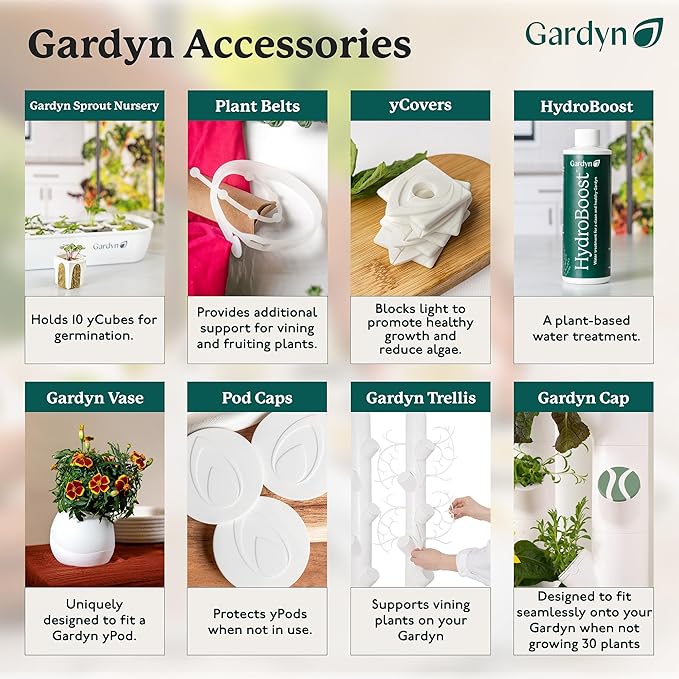 GARDYN Vase Complete Kit-Cauliflower White | Designed for use Hydroponics Growing System Kits & Vertical Garden Hydroponic Gardens | Bring Indoor Plants to All Areas of Your Home