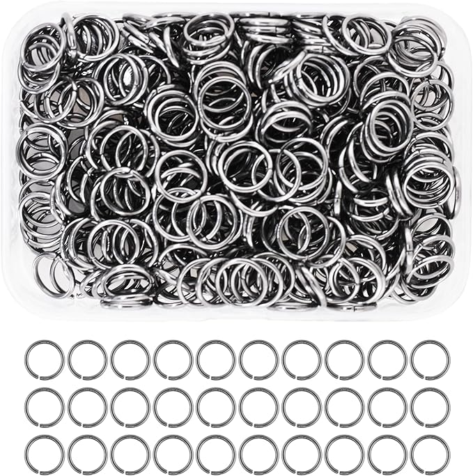 Mandala Crafts Assorted Gunmetal Jump Rings Jewelry Findings Metal O Rings for Jewelry Making Supplies - 400 10mm Small Open Jump Rings Kit for Necklace Earring